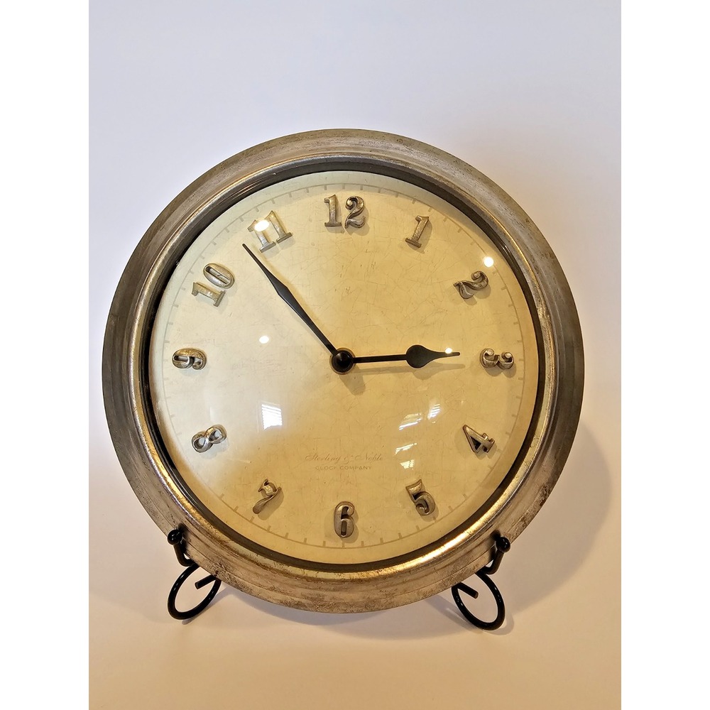Sterling & Noble Industrial Galvanized Metal Wall Desk Clock Crackle Face